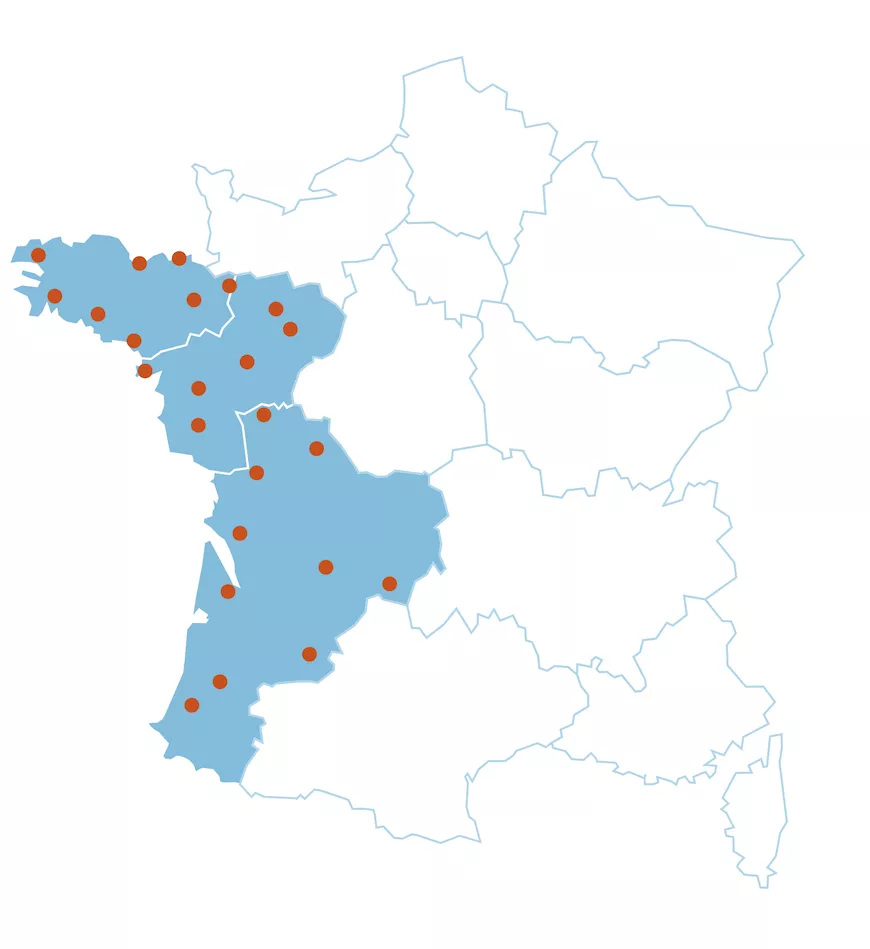 carte des implantations grand ouest