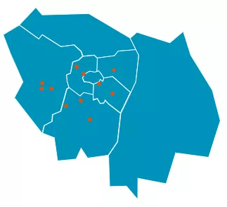 carte ile de france : implantations de bouygues energies et services