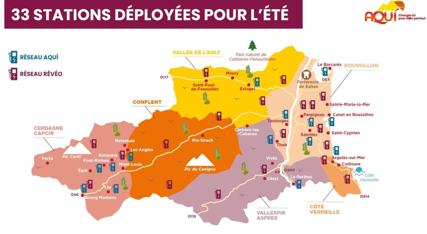Carte du réseau de bornes Aqui